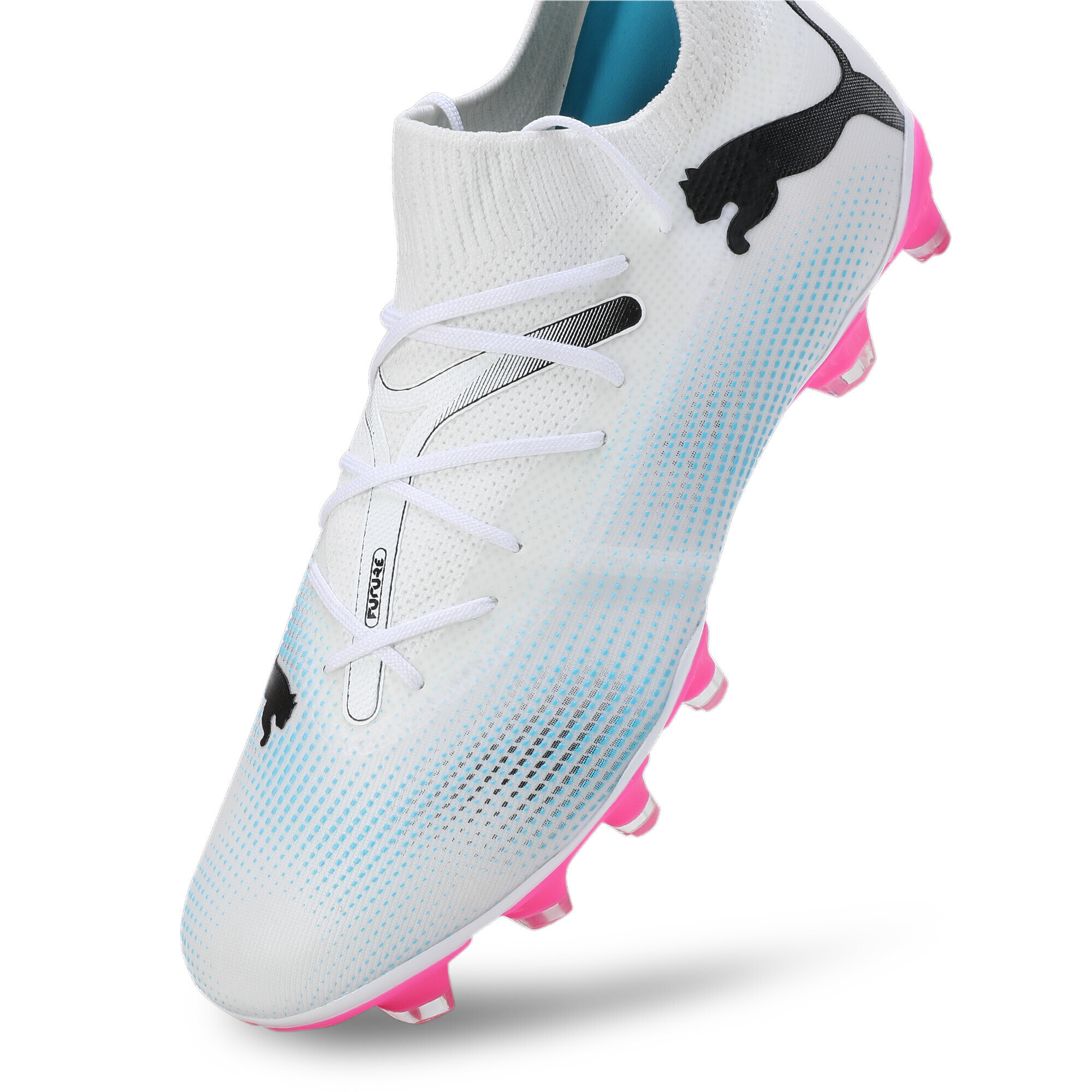 Women's PUMA FUTURE 7 MATCH FG/AG Football Boots In White/Pink, Size EU 37
