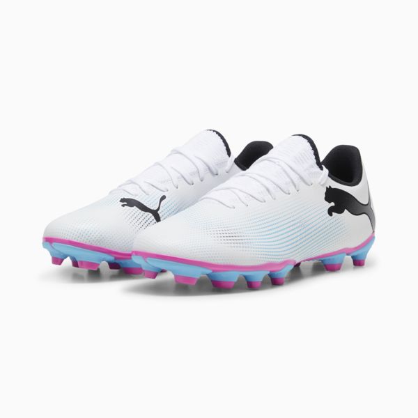 FUTURE 7 PLAY FG/AG Football Boots, PUMA White-PUMA Black-Poison Pink, large-ZAF