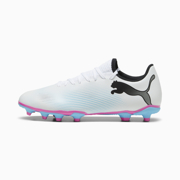 FUTURE 7 PLAY FG/AG Football Boots, PUMA White-PUMA Black-Poison Pink, large-ZAF