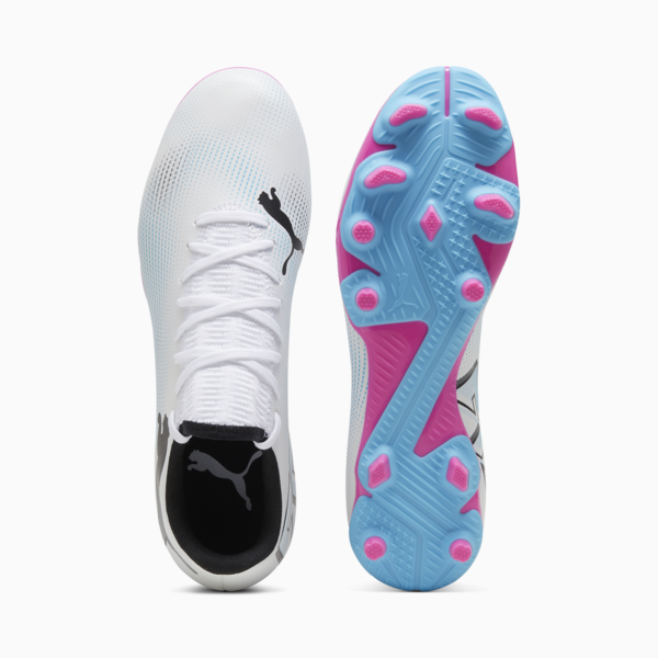 FUTURE 7 PLAY FG/AG Football Boots, PUMA White-PUMA Black-Poison Pink, large-ZAF