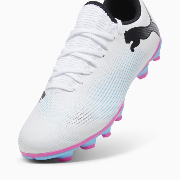 FUTURE 7 PLAY FG/AG Football Boots, PUMA White-PUMA Black-Poison Pink, large-ZAF