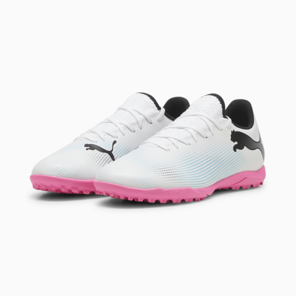 FUTURE 7 PLAY TT Football Boots, PUMA White-PUMA Black-Poison Pink, large-ZAF
