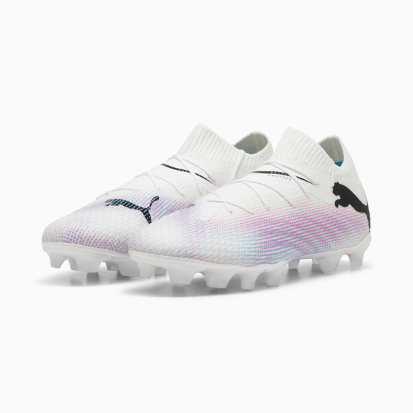 FUTURE 7 PRO FG/AG Youth Football Boots, PUMA White-PUMA Black-Poison Pink, large-ZAF
