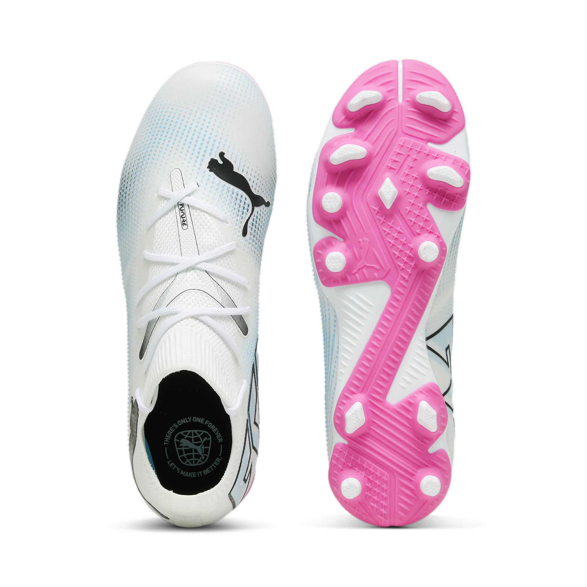 PUMA FUTURE 7 MATCH FG/AG Youth Football Boots In White/Pink, Size EU 37