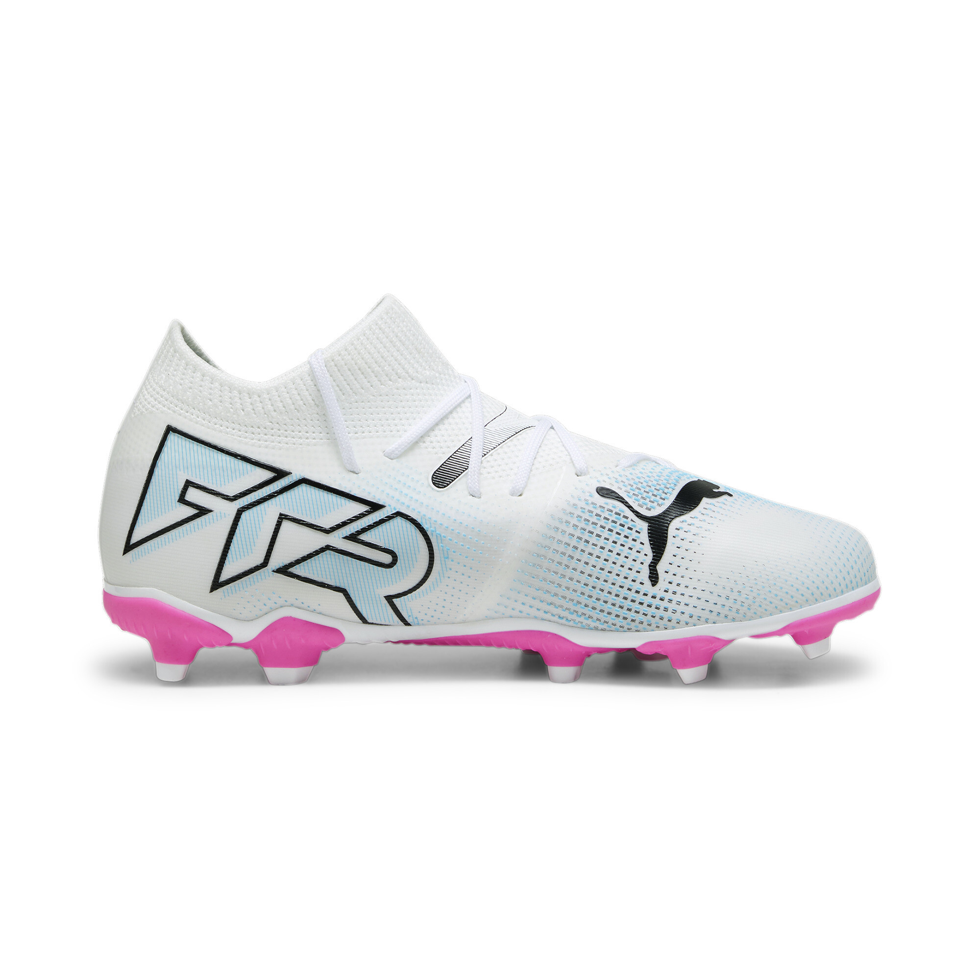 PUMA FUTURE 7 MATCH FG/AG Youth Football Boots In White/Pink, Size EU 37