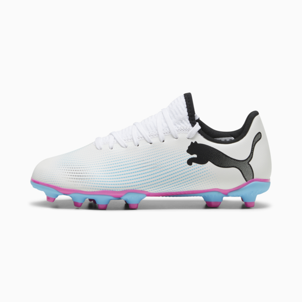 FUTURE 7 PLAY FG/AG Youth Football Boots, PUMA White-PUMA Black-Poison Pink, large-ZAF