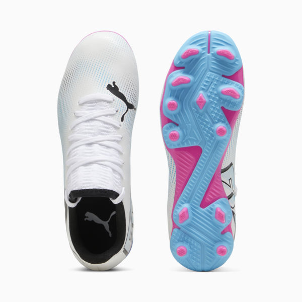 FUTURE 7 PLAY FG/AG Youth Football Boots, PUMA White-PUMA Black-Poison Pink, large-ZAF