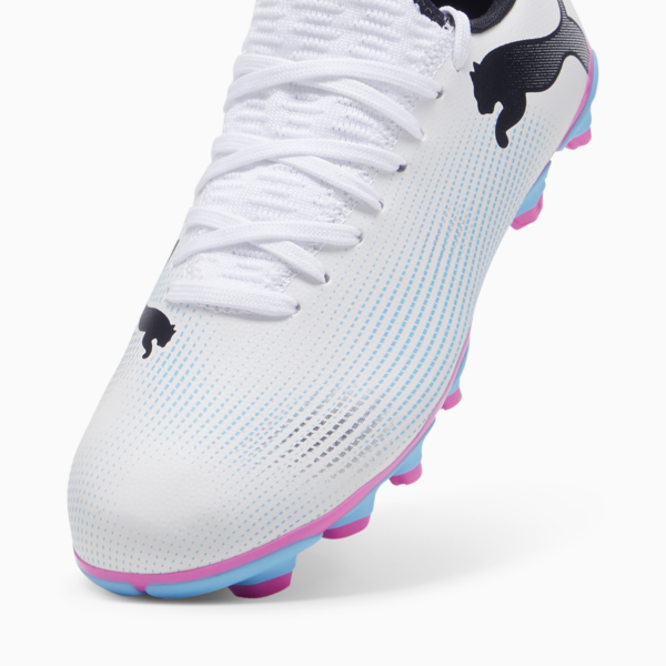 FUTURE 7 PLAY FG/AG Youth Football Boots, PUMA White-PUMA Black-Poison Pink, large-ZAF