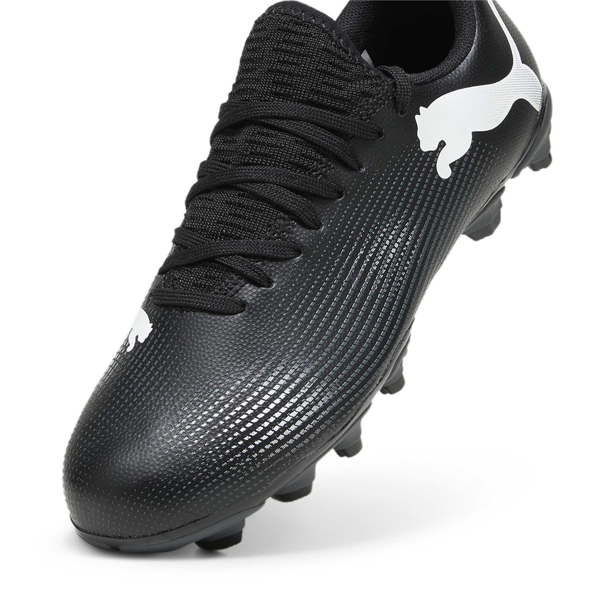 PUMA FUTURE 7 PLAY FG/AG Youth Football Boots In Black, Size EU 34.5