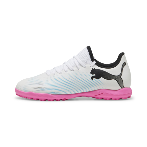 FUTURE 7 PLAY TT Youth Football Boots, PUMA White-PUMA Black-Poison Pink, large-ZAF