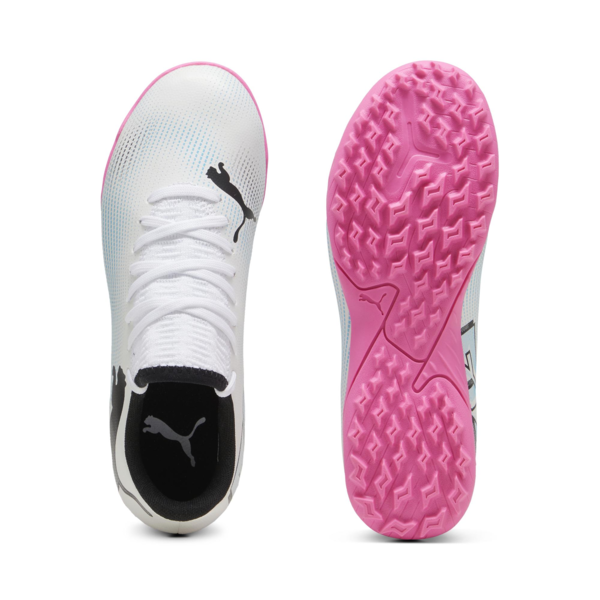 FUTURE 7 PLAY TT Youth Football Boots, PUMA White-PUMA Black-Poison Pink, large-ZAF