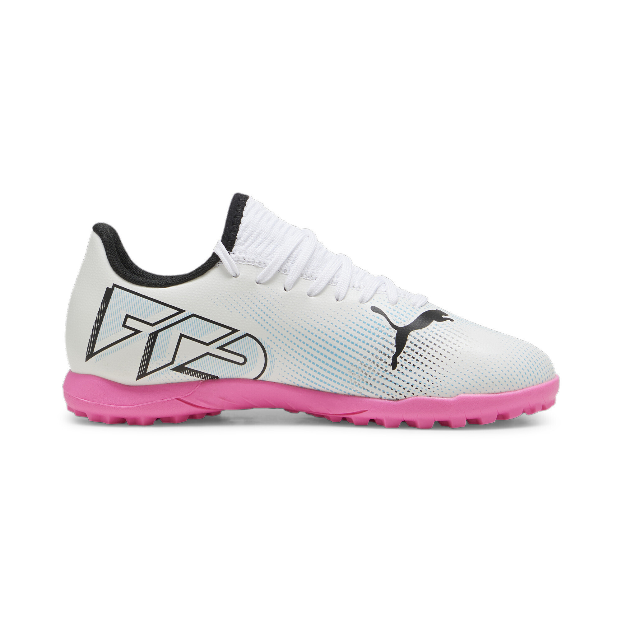 PUMA FUTURE 7 PLAY TT Youth Football Boots In White/Pink, Size EU 35