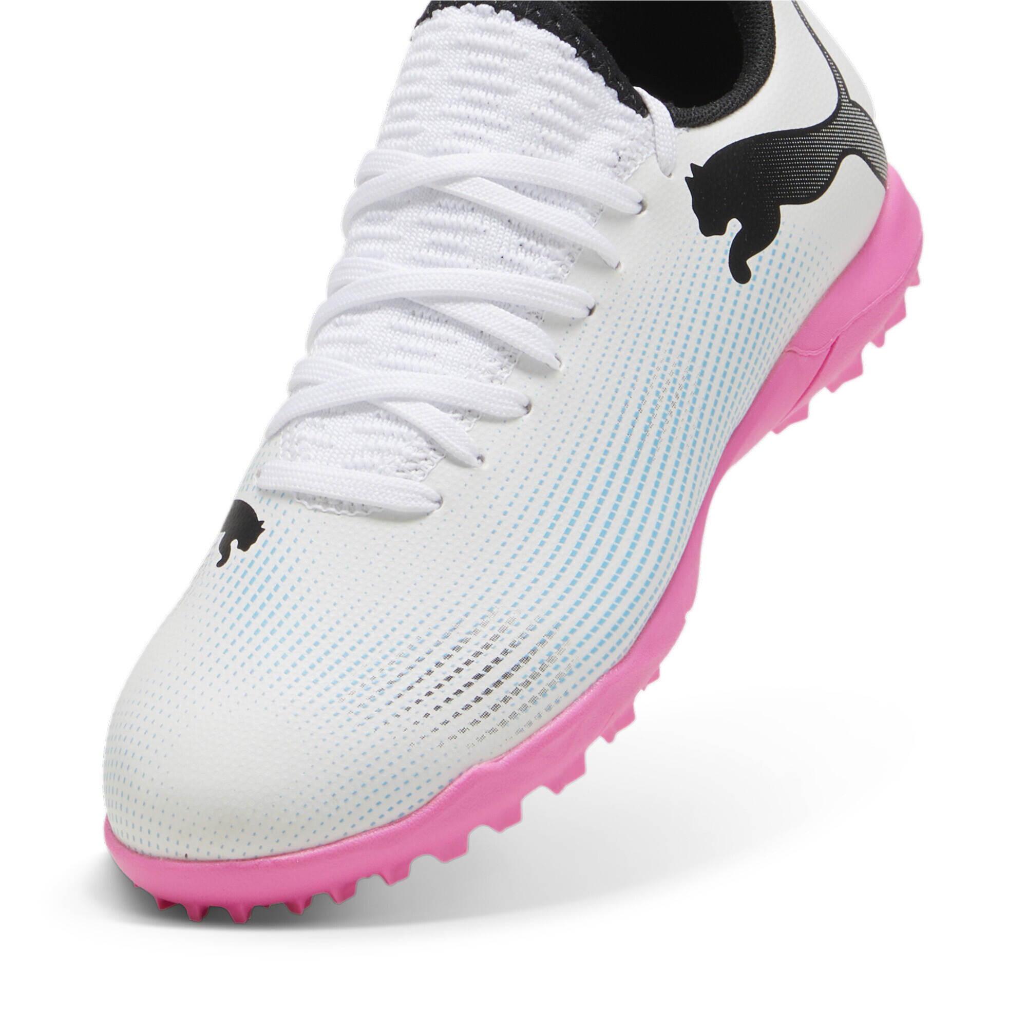 PUMA FUTURE 7 PLAY TT Youth Football Boots In White/Pink, Size EU 37