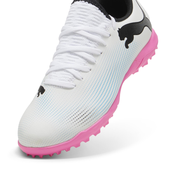 FUTURE 7 PLAY TT Youth Football Boots, PUMA White-PUMA Black-Poison Pink, large-ZAF