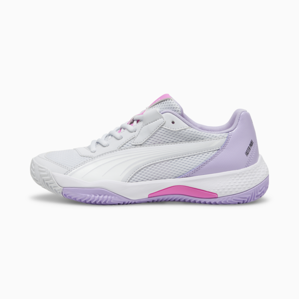 NOVA Court Women's Padel Shoes, Silver Mist-PUMA White-Vivid Violet, large-MEX