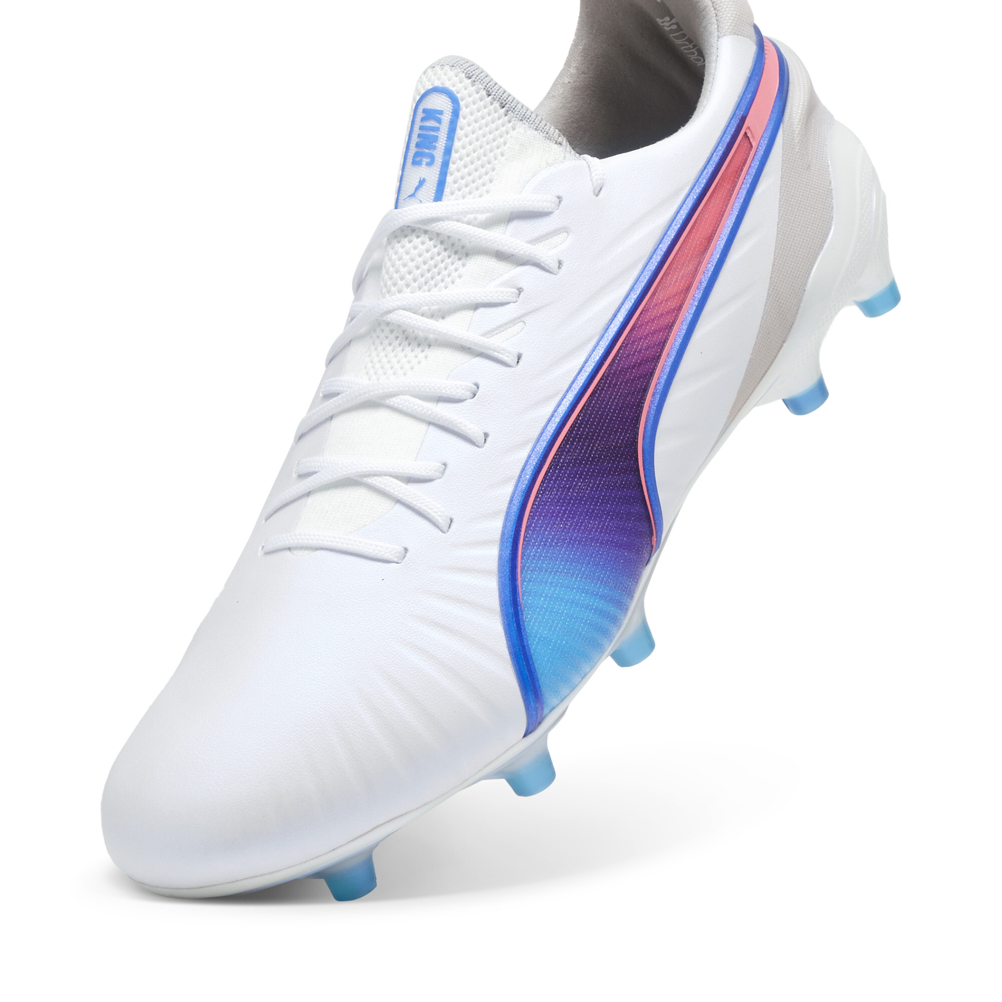 PUMA King Ultimate Gras / Kunstgras Voetbalschoenen (MG) Wit Blauw Lichtroze