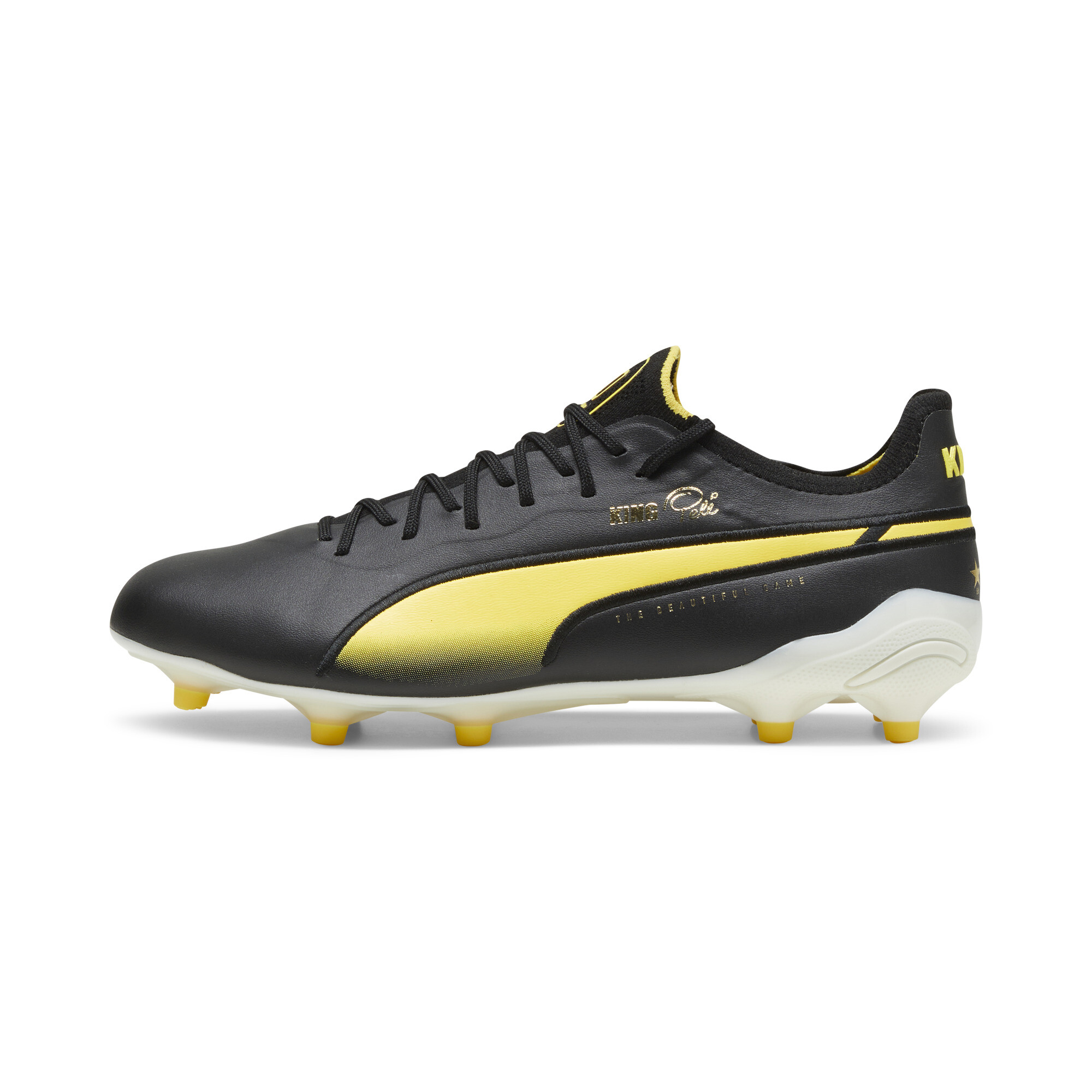 Thumbnail - Puma KING ULTIMATE Pelé FG/AG Fußballschuhe Unisex | Black/White/Pelé Yellow | Größe: 45