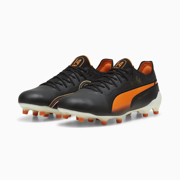KING ULTIMATE Cruyff FG/AG Football Boots Unisex, PUMA Black-PUMA White-Rickie Orange-PUMA Gold-Frosted Ivory, large-ZAF