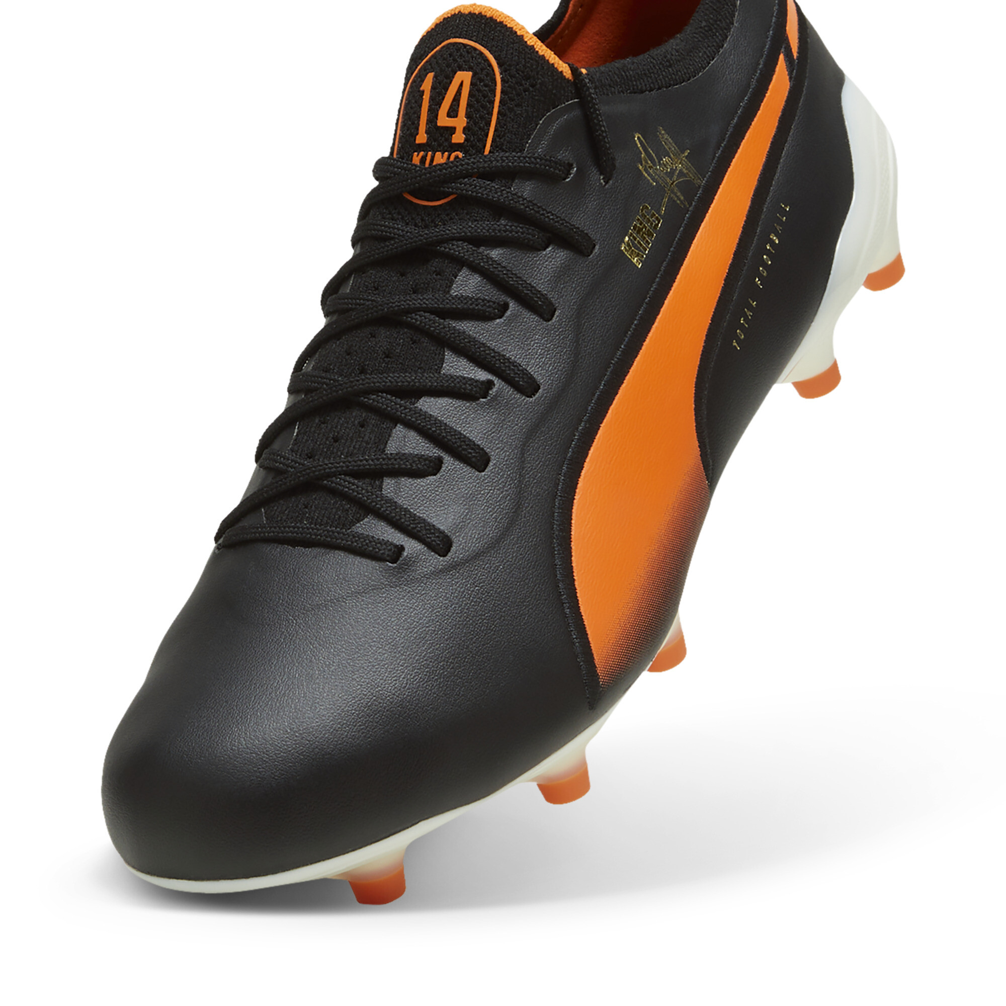 PUMA King Ultimate Cruyff Gras / Kunstgras Voetbalschoenen (MG) Zwart Oranje