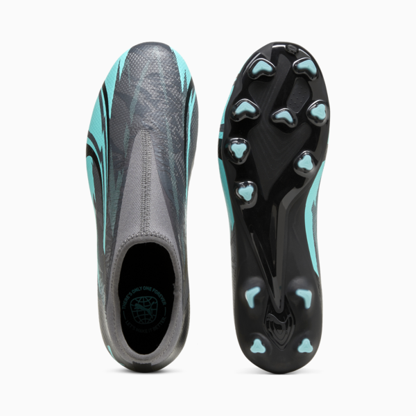 ULTRA MATCH RUSH Youth Football Laceless FG/AG  Boot, Strong Gray-PUMA White-Elektro Aqua, large-ZAF