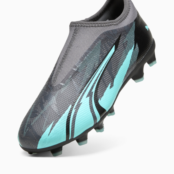 ULTRA MATCH RUSH Youth Football Laceless FG/AG  Boot, Strong Gray-PUMA White-Elektro Aqua, large-ZAF