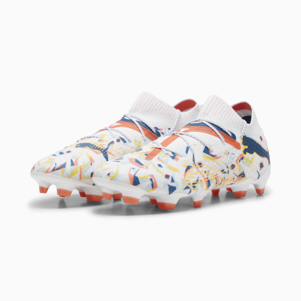 FUTURE 7 ULTIMATE CREATIVITY FG/AG Football Boots, PUMA White-Ocean Tropic-Turquoise Surf-Hot Heat-Sun Stream, large-ZAF