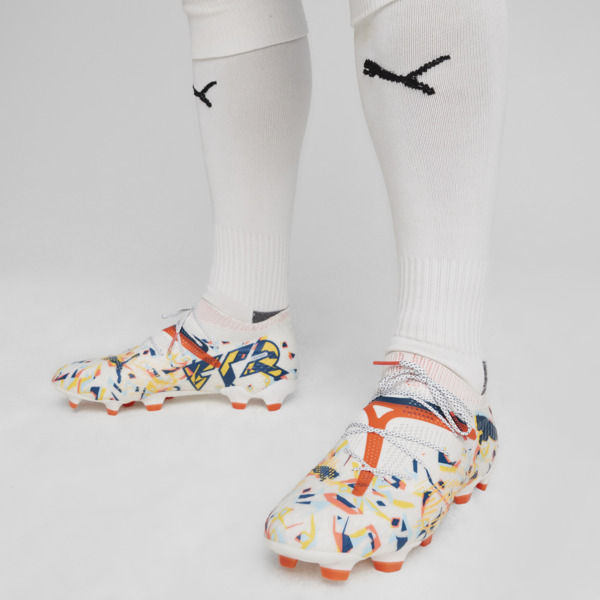 FUTURE 7 ULTIMATE CREATIVITY FG/AG Football Boots, PUMA White-Ocean Tropic-Turquoise Surf-Hot Heat-Sun Stream, large-ZAF