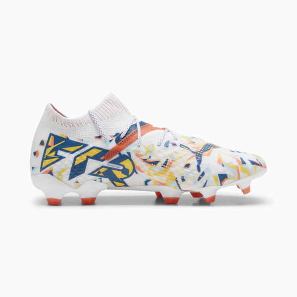 FUTURE 7 ULTIMATE CREATIVITY FG/AG Football Boots, PUMA White-Ocean Tropic-Turquoise Surf-Hot Heat-Sun Stream, large-ZAF