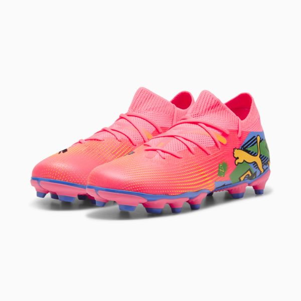 PUMA x NEYMAR JR FUTURE 7 MATCH FG/AG Youth Football Boots, Sunset Glow-PUMA Black-Sun Stream-PUMA Green-Bluemazing, large-ZAF