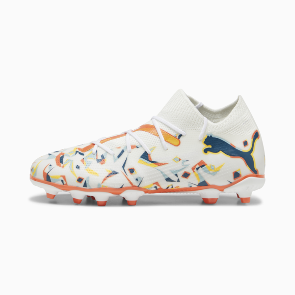 FUTURE 7 MATCH CREATIVITY FG/AG Youth Football Boots, PUMA White-Ocean Tropic-Turquoise Surf-Hot Heat-Sun Stream, large-ZAF