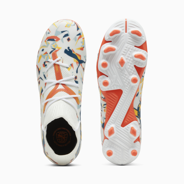 FUTURE 7 MATCH CREATIVITY FG/AG Youth Football Boots, PUMA White-Ocean Tropic-Turquoise Surf-Hot Heat-Sun Stream, large-ZAF