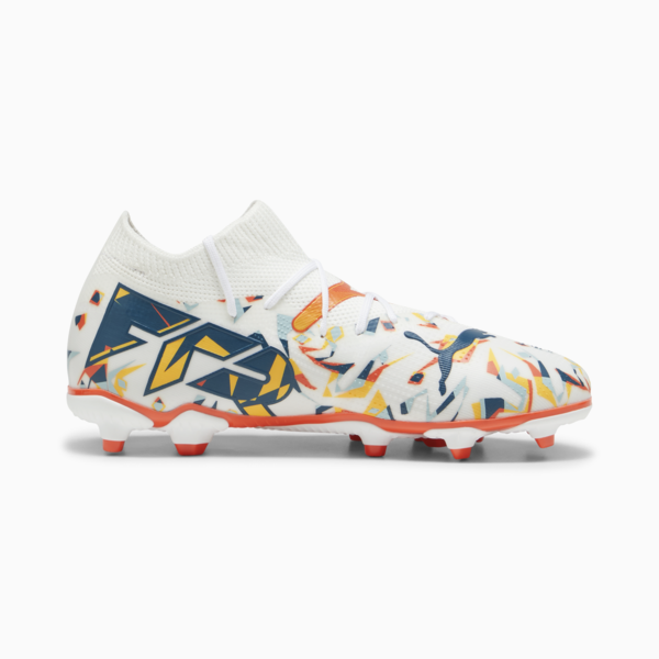 FUTURE 7 MATCH CREATIVITY FG/AG Youth Football Boots, PUMA White-Ocean Tropic-Turquoise Surf-Hot Heat-Sun Stream, large-ZAF