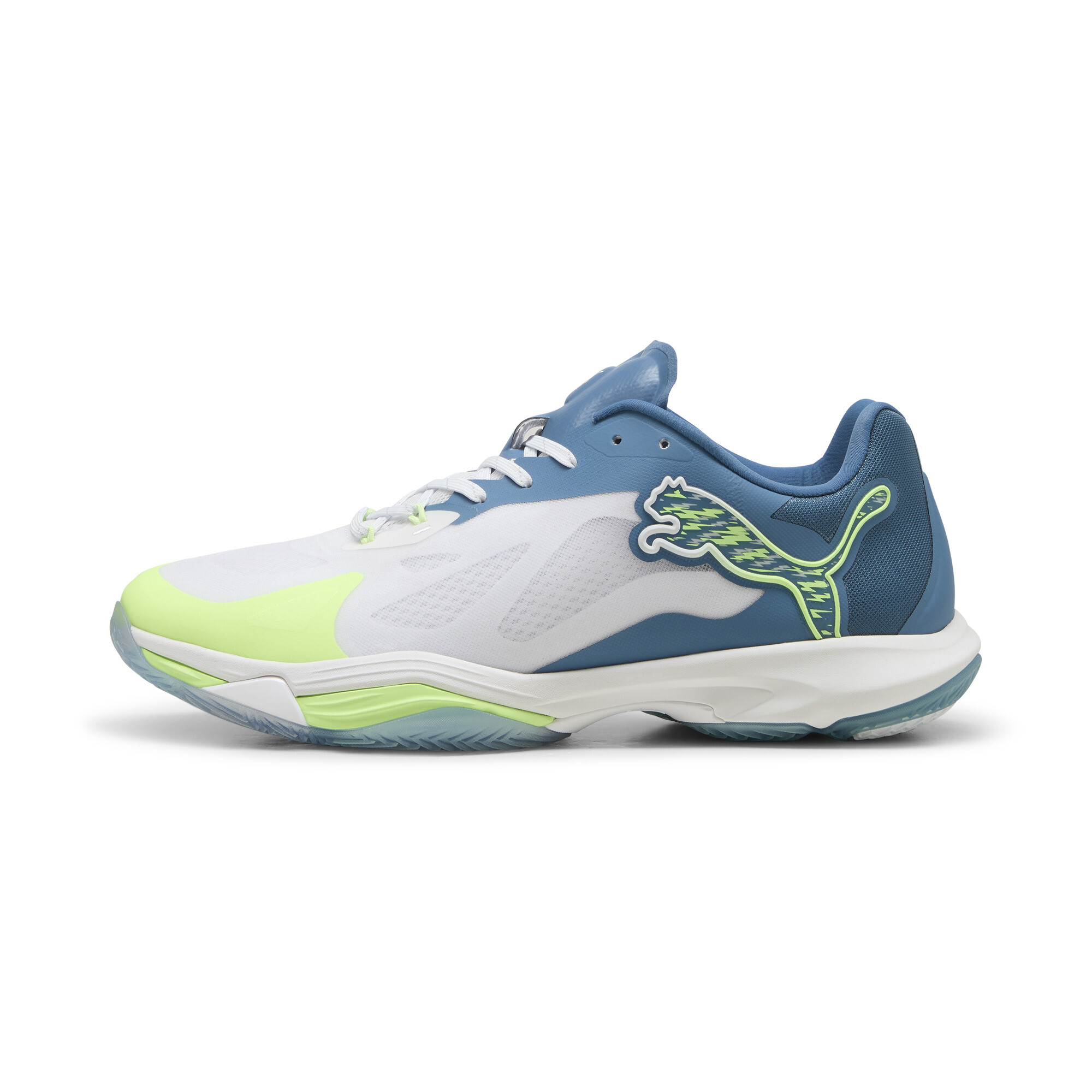 Puma Vantage NITRO™ Handballschuhe | White/Blue Horizon/Fizzy Apple | Größe: 46