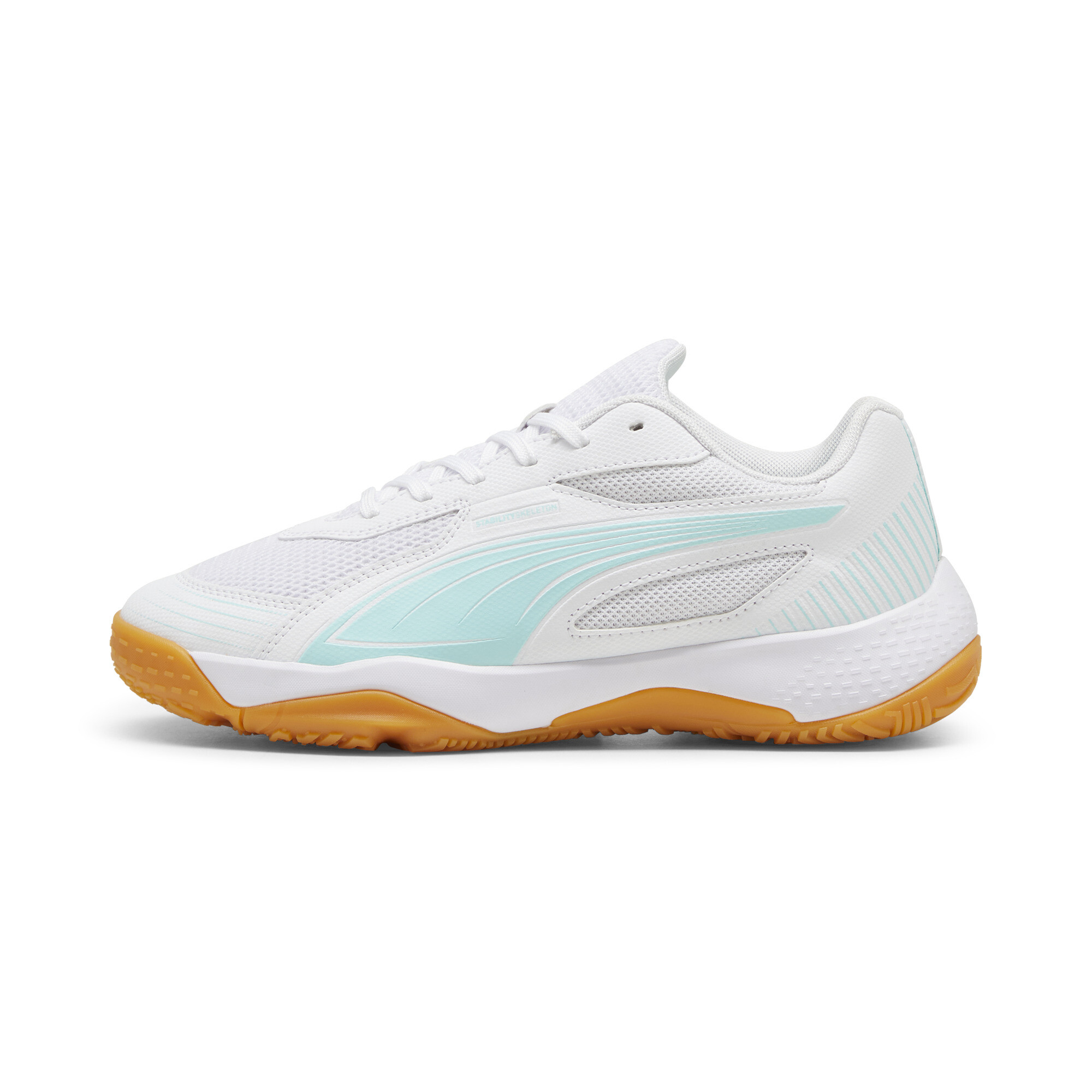 Puma Solarflash III Hallensportschuhe Teenager Für Für Kinder | White/Electric Peppermint | Größe: 37.5