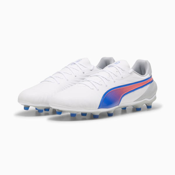 KING MATCH FG/AG Football Boots, PUMA White-Bluemazing-Flat Light Gray, large-MEX