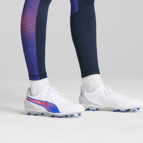 KING MATCH FG/AG Football Boots, PUMA White-Bluemazing-Flat Light Gray, large-MEX