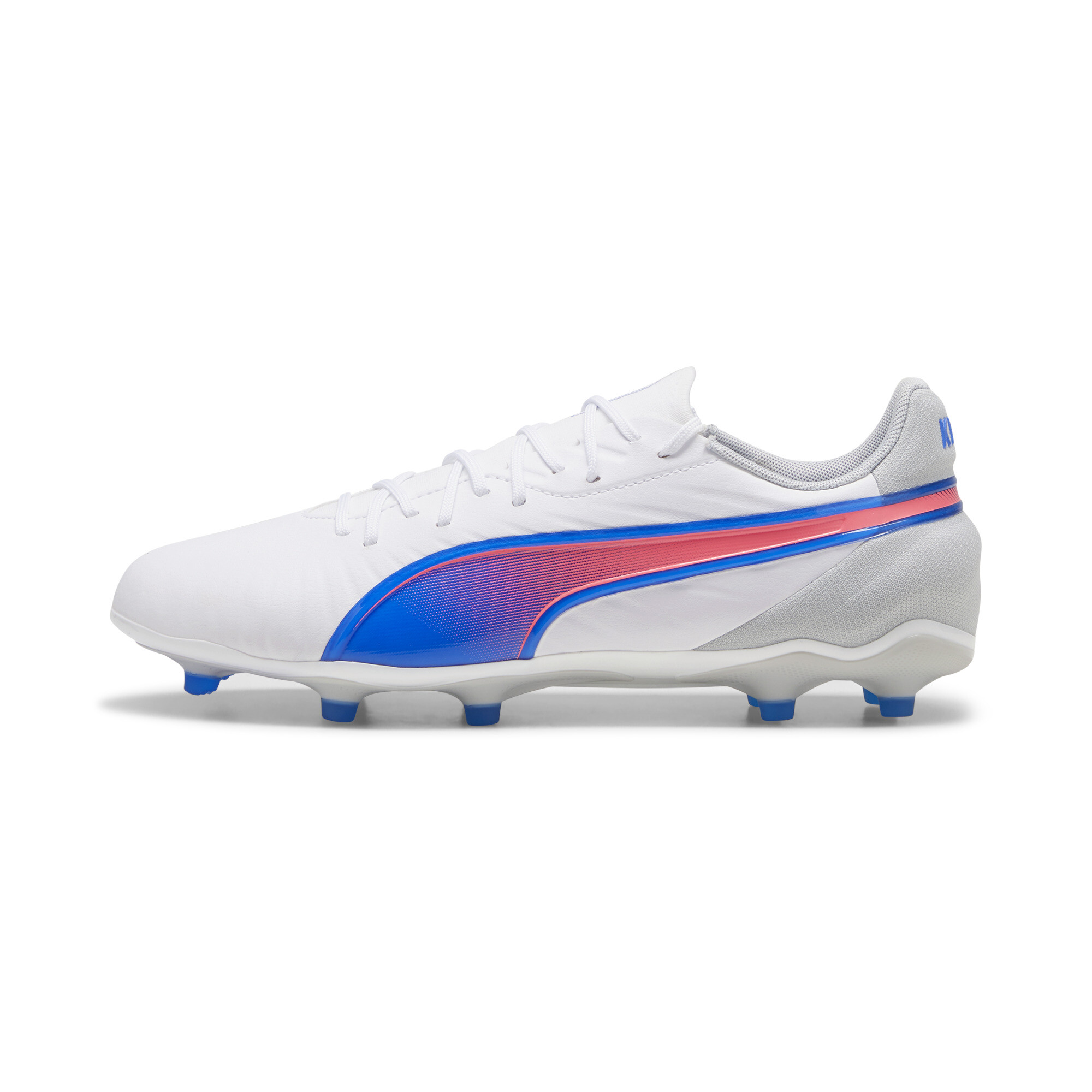 Puma KING MATCH FG/AG Fußballschuhe | White/Bluemazing/Flat Light Gray | Größe: 45