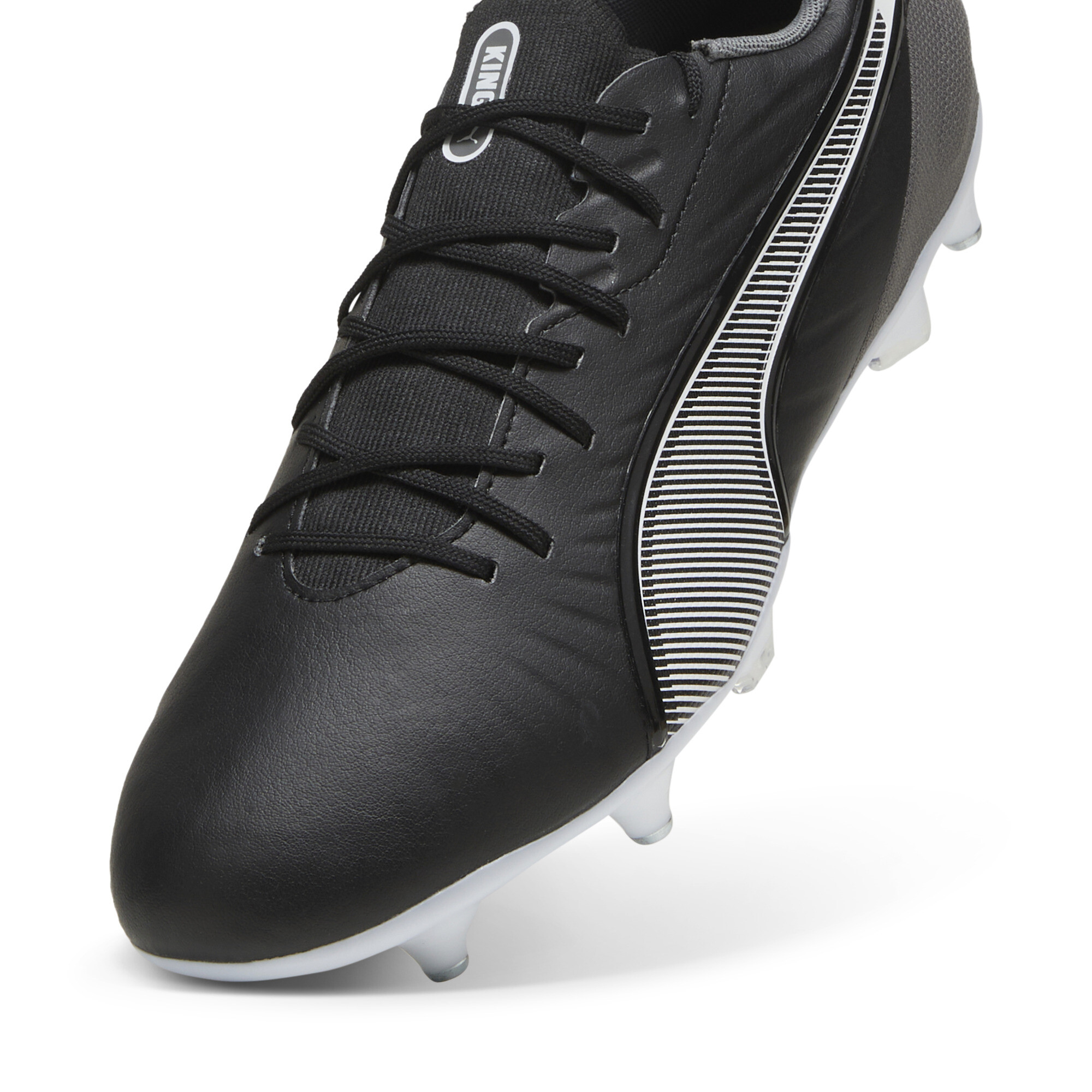 PUMA King Match IJzeren-Nop Voetbalschoenen (SG) Zwart Wit Grijs