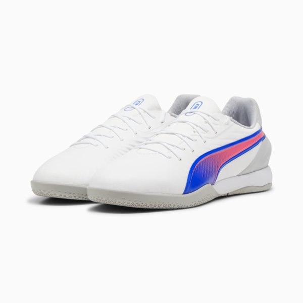 KING MATCH IT Football Boots, PUMA White-Bluemazing-Flat Light Gray, large-MEX