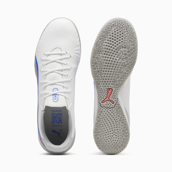 KING MATCH IT Football Boots, PUMA White-Bluemazing-Flat Light Gray, large-MEX