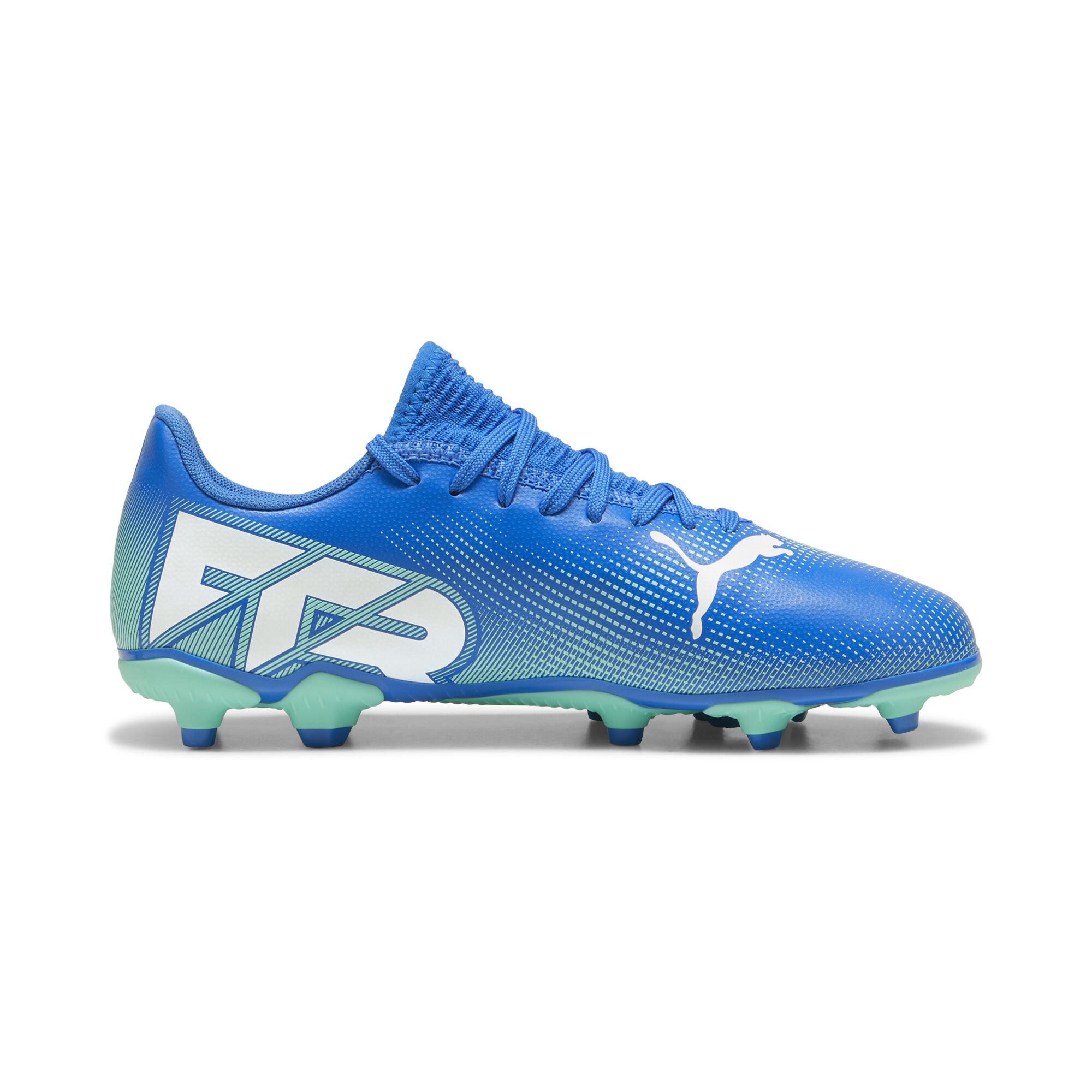 PUMA FUTURE 7 PLAY FG/AG Football Boots Youth In Blue, Size EU 38.5