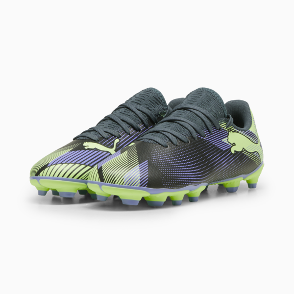 Tacos de fútbol FUTURE 7 PLAY FG/AG juvenil, Gray Skies-Elektro Purple-Fizzy Apple-PUMA White, large-MEX