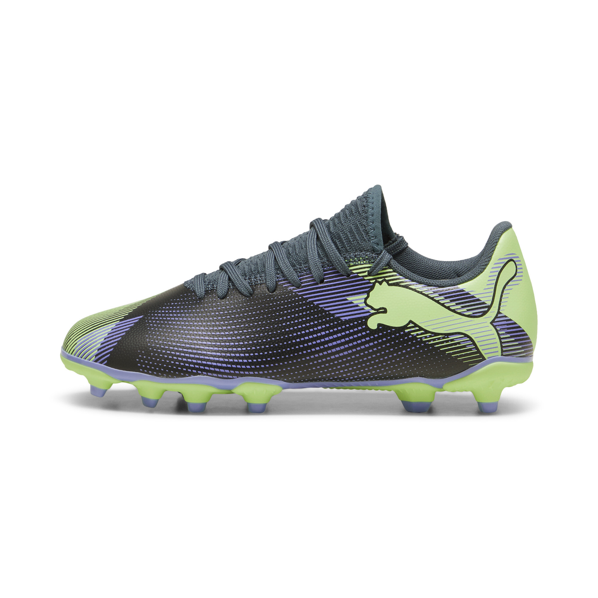 Puma FUTURE 7 PLAY FG/AG Fußballschuhe Teenager Für Für Kinder | Gray Skies/Elektro Purple/Fizzy Apple | Größe: 38