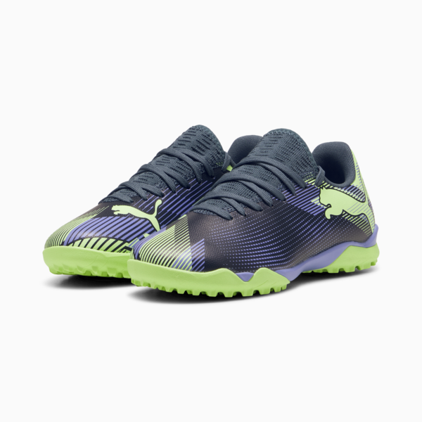 FUTURE 7 PLAY TT Football Boots Youth, Gray Skies-Elektro Purple-Fizzy Apple-PUMA White, large-MEX