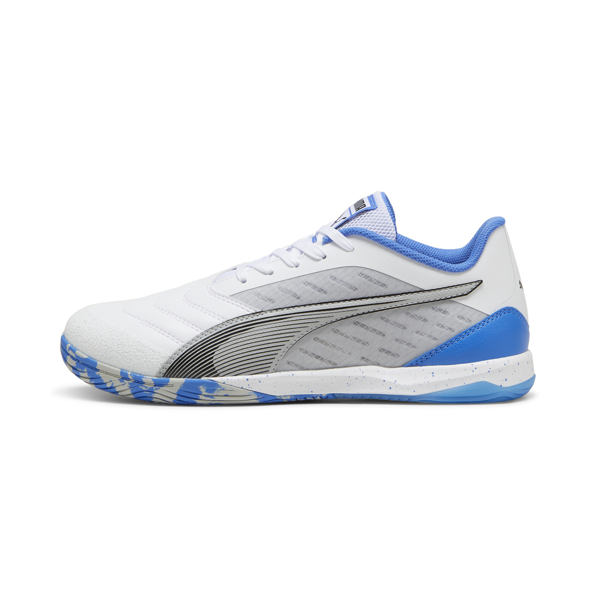 Puma IBERO IV Futsal Schuhe | Mit Color Blocking | White/Black/Flat Light Gray | Größe: 39