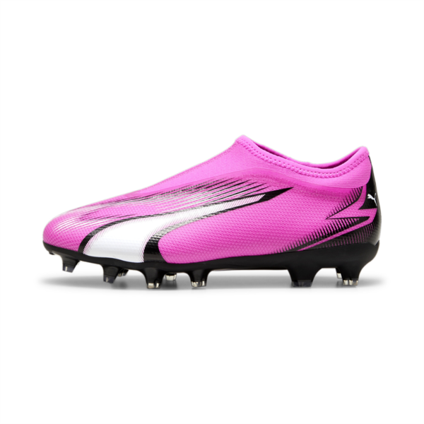 Botines de fútbol juveniles sin cordones ULTRA MATCH FG/AG, Poison Pink-PUMA White-PUMA Black, swatch-ARG