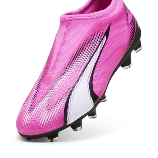 Botines de fútbol juveniles sin cordones ULTRA MATCH FG/AG, Poison Pink-PUMA White-PUMA Black, large-ARG