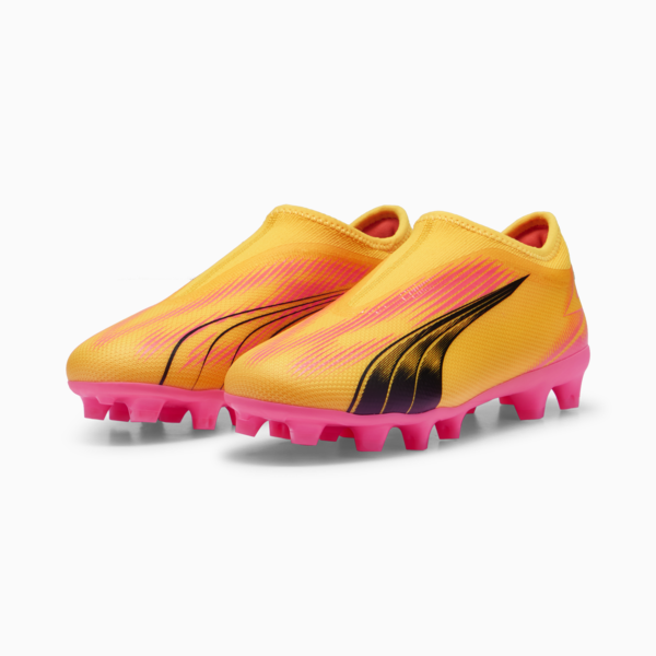 Botines de fútbol juveniles sin cordones ULTRA MATCH FG/AG, Sun Stream-PUMA Black-Sunset Glow, large-ARG