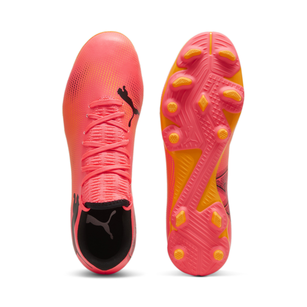 Botines de fútbol FUTURE 7 PLAY FG/AG, Sunset Glow-PUMA Black-Sun Stream, large-ARG