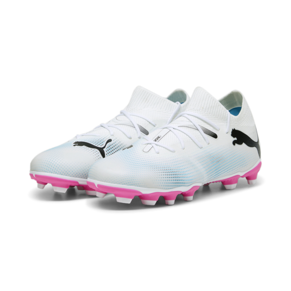 Botines de fútbol juveniles FUTURE 7 MATCH FG/AG, PUMA White-PUMA Black-Poison Pink, large-ARG